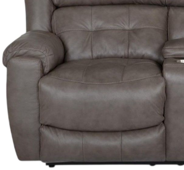 Franklin™ Corwin Dakota Gray Leather Manual Reclining Console Loveseat-1