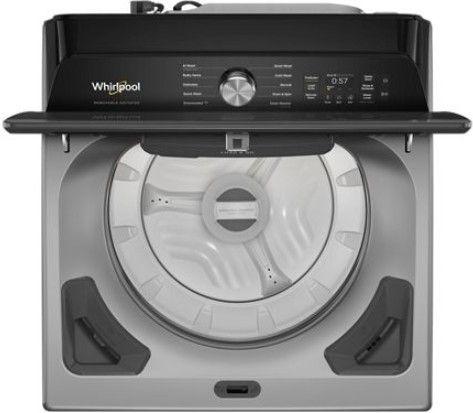 Whirlpool® 5.3 Cu. Ft. Fresh Radiant Silver Impeller Top Load Washer with Removable Agitator-1