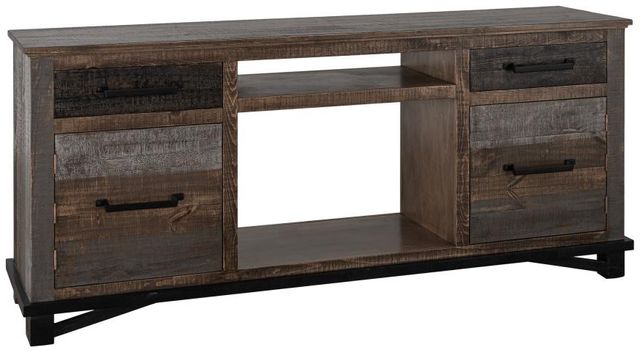 International Furniture Direct Loft Brown Gray Fireplace TV Stand-0