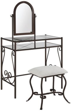 Linon Clarisse 3-Piece Metal Vanity Set