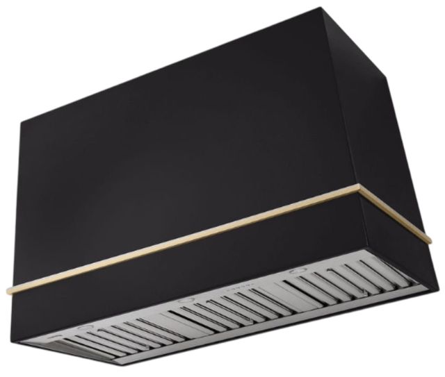 AGA Loge 48" Matte Black Wall Mounted Range Hood with Antique Brass Trim-0
