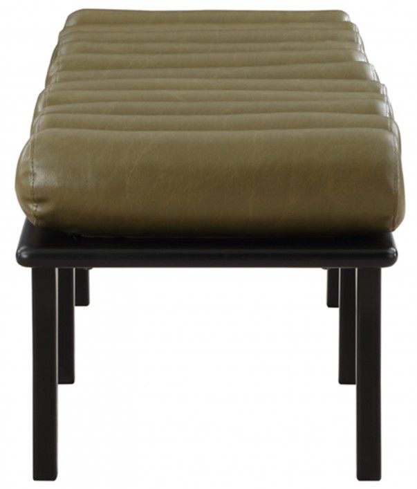 Meridian Furniture Landon Olive/Black Vegan Leather Bench-2