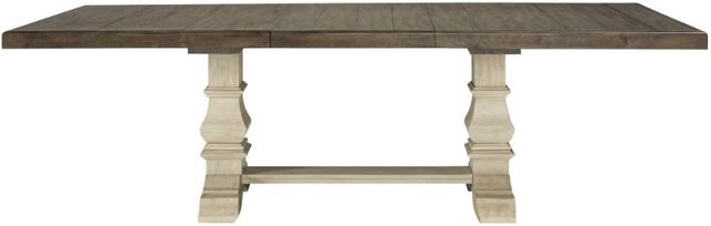 Signature Design by Ashley® Bolanburg Weathered Gray Extension Dining Table with Antique White Trestle Legs-1