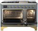 Ilve® Majestic III 48" Blue Gray Pro Style Dual Fuel Natural Gas Range with Triple Glass Door and Brass Trim-4