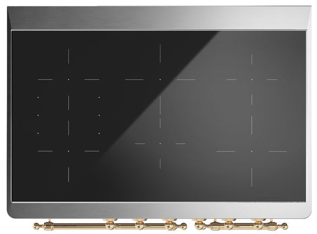 Ilve® Majestic III 40" Blue Gray Pro Style Induction Range with Triple Glass Door and Brass Trim-3