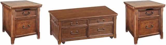 Signature Design by Ashley® Woodboro 3-Piece Dark Brown Living Room Table Set-0