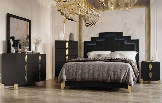 New Classic® Home Furnishings Empire 4-Piece Black King Panel Bedroom Set-1