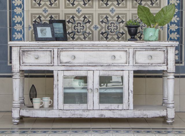 International Furniture Direct Aruba White TV Stand-1