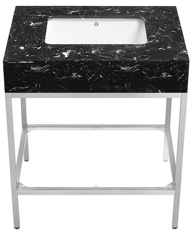 Meridian Furniture Marmo Black/Brushed Chrome 30" Bathroom Vanity-1