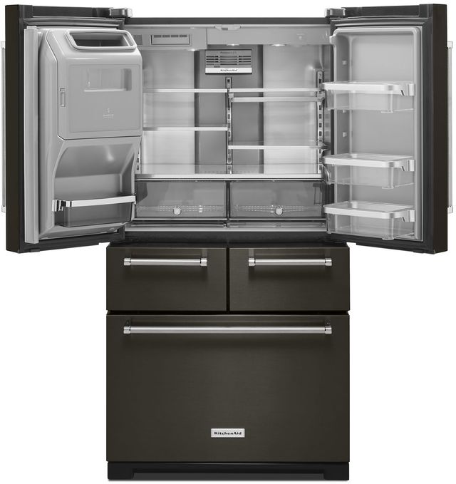 KitchenAid® 36 in. 25.8 Cu. Ft. Black Stainless Steel with PrintShield™ Finish French Door Refrigerator-1
