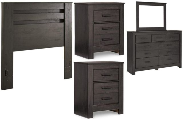 Signature Design by Ashley® Brinxton 5-Piece Charcoal King/California King Panel Headboard Bed Set-0