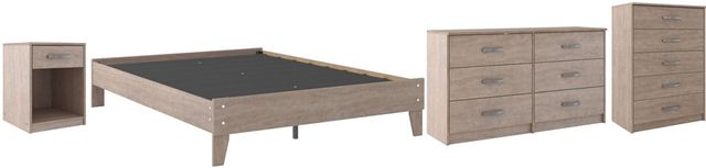 Signature Design by Ashley® Flannia 4-Piece Gray Queen Platform Bed Set-0
