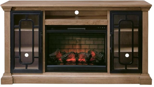 Signature Design by Ashley® Wittenmyer Black/Natural 72" TV Stand with Electric Fireplace-2