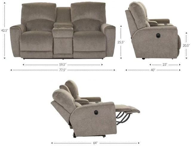 La-Z-Boy® Cassian Oyster Manual Reclining Loveseat with Console-2