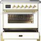 Ilve® Majestic III 36" White Pro Style Induction Range with Triple Glass Door and Brass Trim-3