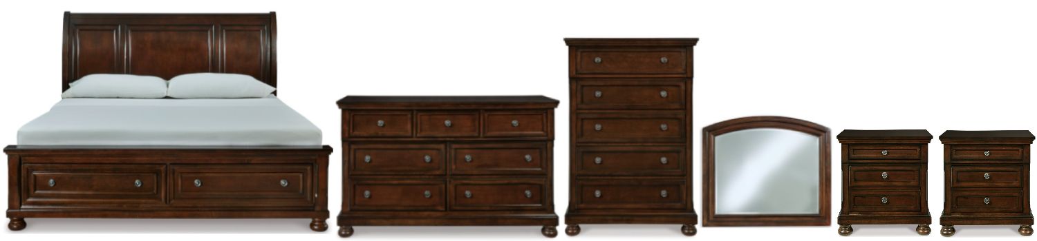 Millennium® by Ashley Porter 6-Piece Rustic Brown California King Sleigh Bed Set