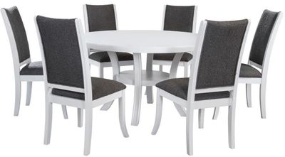 Front view of the Coaster® Judd 7-Piece Dark Gray/Pearl White Dining Set