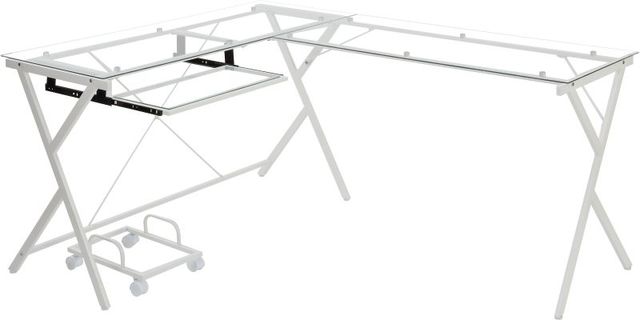 ACME Furniture Dazenus Clear/White Computer Desk with X Shape Base-3