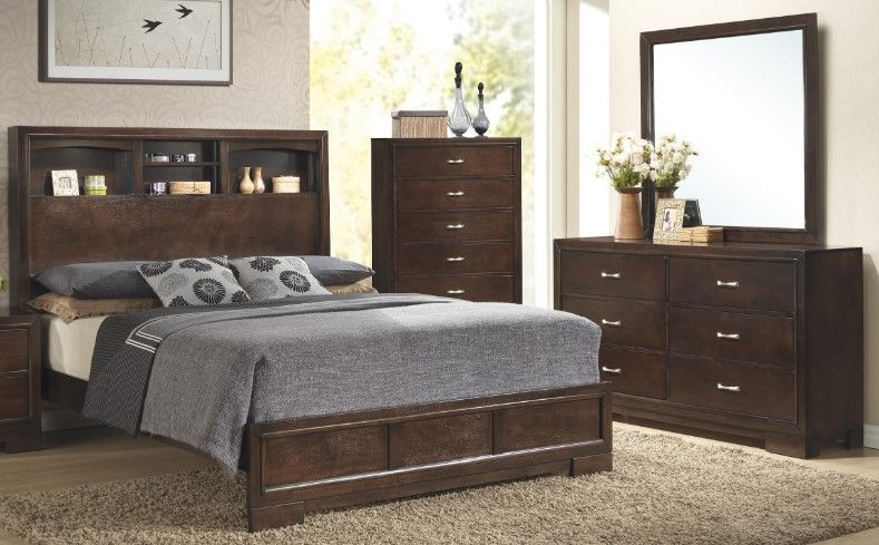 American Wholesale Furniture 3-Piece Walnut Queen Bedroom Set