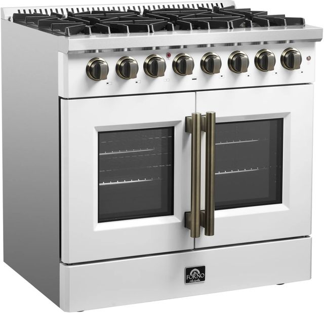 FORNO® Galiano 36" White Pro Style Dual Fuel Range-3