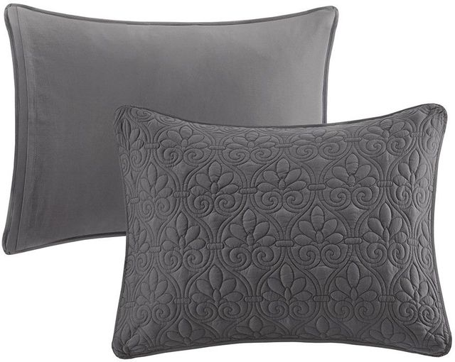 Olliix by Madison Park 3 Piece Dark Grey King Quebec Fitted Bedspread Set-1