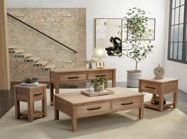 International Furniture Direct Natural Parota Brown Chairside Table-1