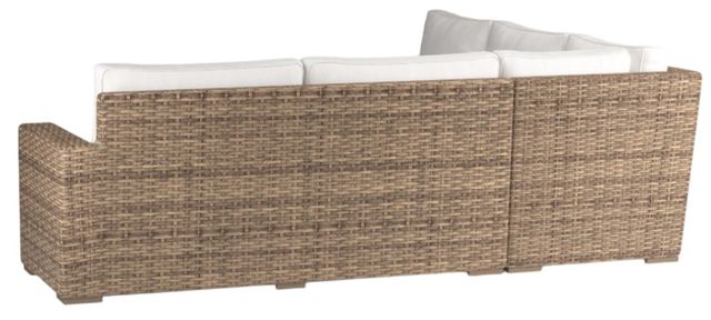 Sunset West Havana 3-Piece Aged Tobacco Resin Wicker Outdoor Sectional with Canvas Flax Cushion-2