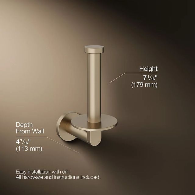 KOHLER® Composed® Vibrant Brushed Bronze Vertical Toilet Paper Holder-4