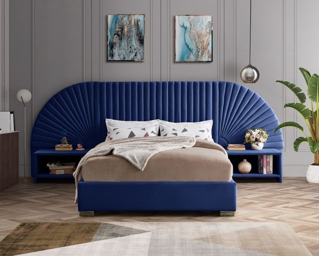 Meridian Furniture Cleo Navy Velvet King Bed-3