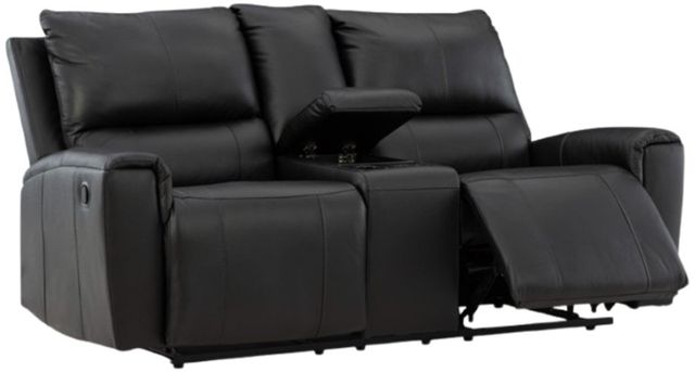 Signature Design by Ashley® Glossmore Black Manual Reclining Loveseat with Console-4