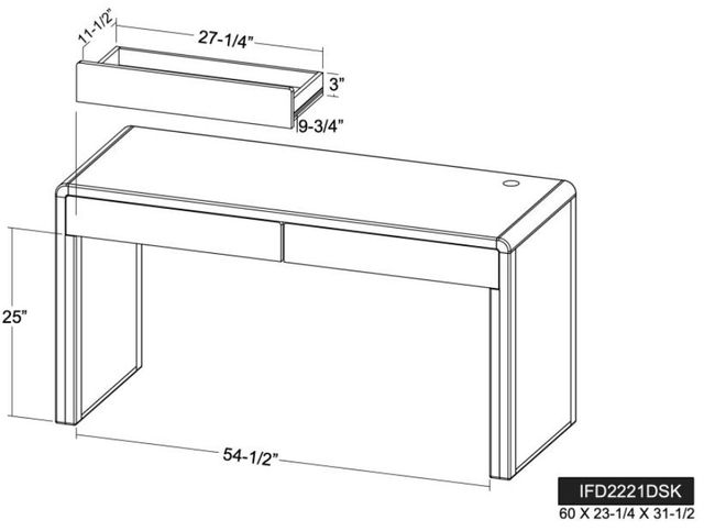 International Furniture Direct Tamesis Chocolate Brown/Light Brown Desk-2