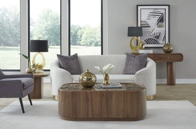 Modus Furniture Juba Marble Top Coffee Table with Mongoose Base-1