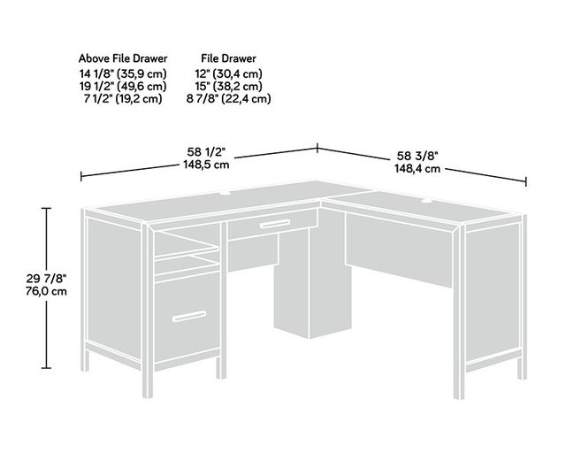 Sauder® Pacific View® Saddle Walnut™ L-Shaped Desk with Storage-2