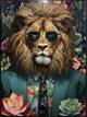 Classy Living Untamed Lion in Green Suit Wall Art-0