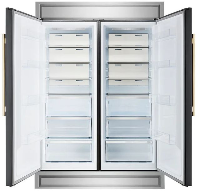 FORNO® Maderno Series Alta Qualita 60" 27.2 Cu. Ft. Antique Brass/Black Built In Convertible Side-by-Side Refrigerator/Freezer-1