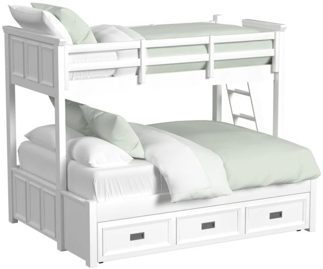 Elements International Hampton Kids White Youth Twin/Full Loft Bed with Ladder and Trundle-0