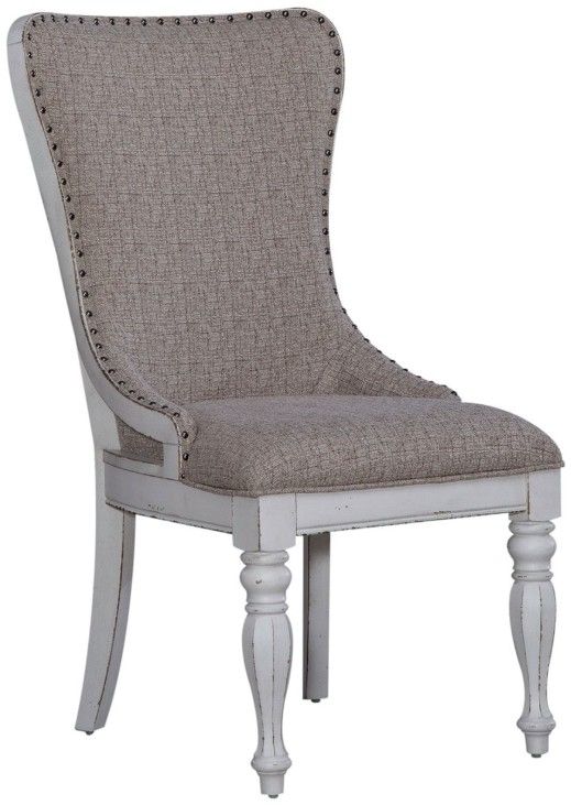 Liberty Furniture Magnolia Manor 7-Piece Antique White/Ivory/Weathered Bark Round Pedestal Dining Set-3