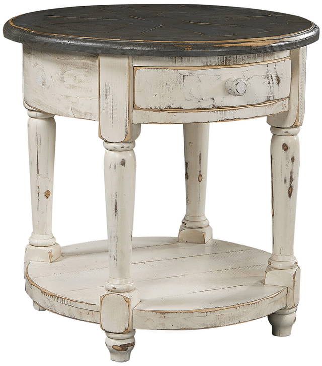 aspenhome® Hinsdale Greywood Round End Table with Cottonwood Base-0