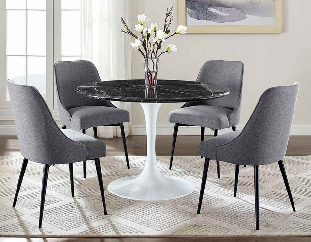 Steve Silver Co. Colfax 5-Piece White Base/Black Marble Top Dining Set-0