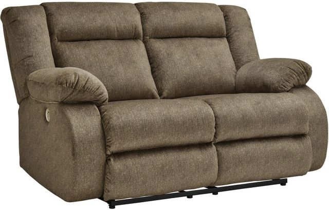 Signature Design by Ashley® Burkner Mocha Reclining Power Loveseat-0
