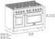 ZLINE Paramount 48" 6.7 cu. ft. Black Satin Stainless Steel Paramount Dual Fuel Range with 8 Burner DuoPro™ Cooktop and Dual Ovens and Polished Gold Helix Handles and Accents-1