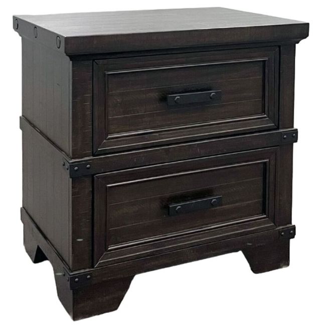 Elements International Colorado City Black Charcoal Nightstand-0