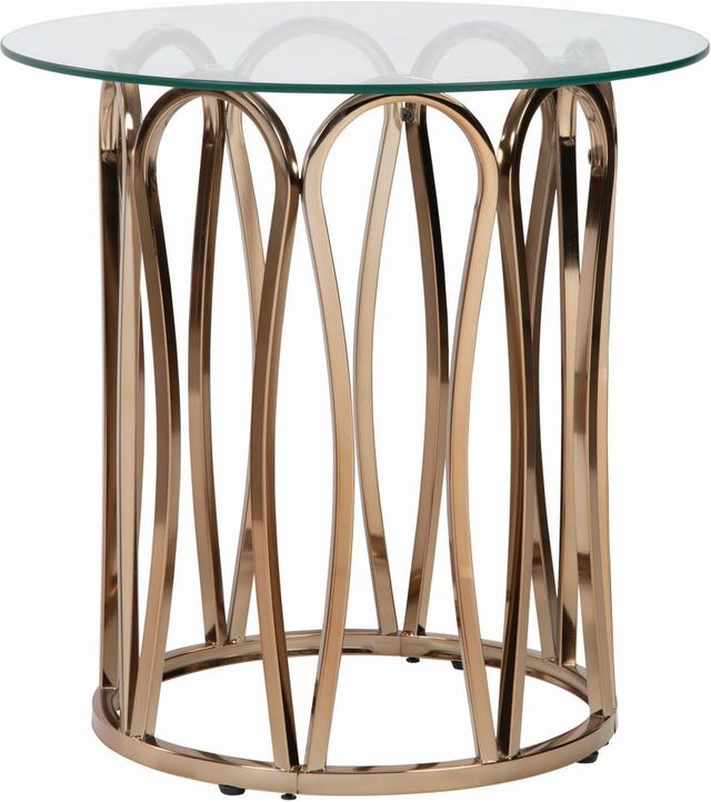 Coaster® Monett Glass Top End Table with Chocolate Chrome Base-1