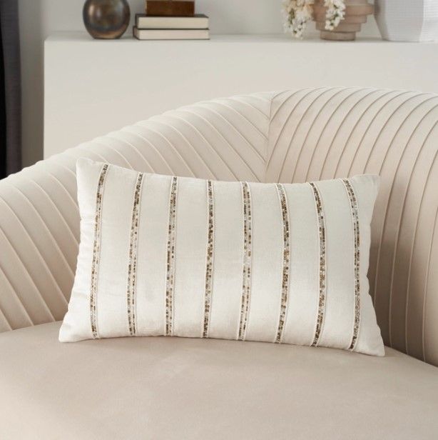 Nourison Home™ Sofia Ivory Beaded Stripes Throw Pillow-2