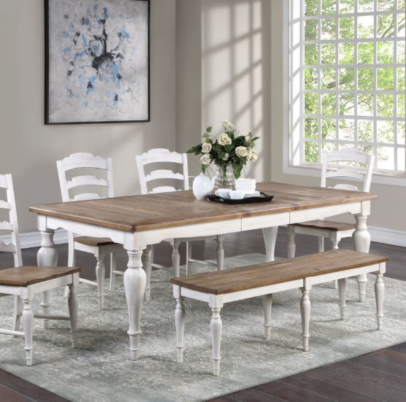 Winners Only® Augusta Rustic Brown Top Dining Table with White Base-1