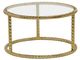 Sagebrook Home Metal Rope Set of 2 Glass Top Side Table Set with Gold Frame-1