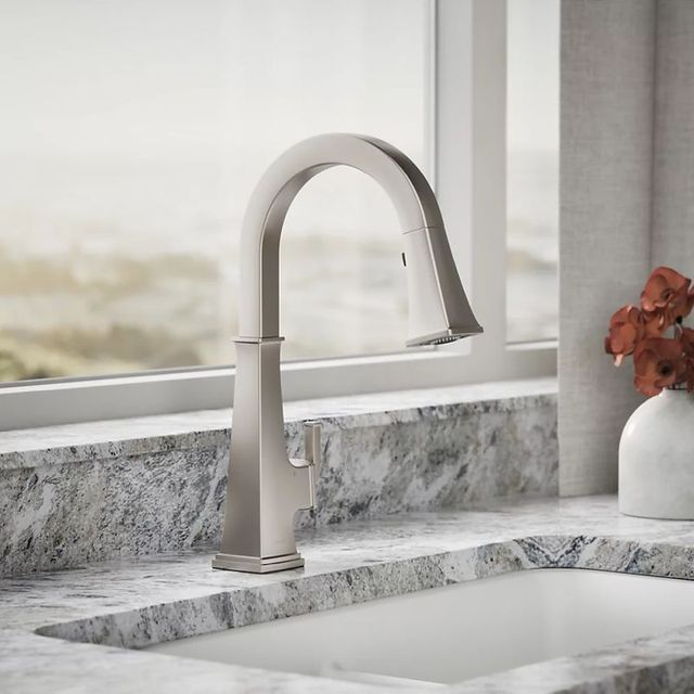 KOHLER® Riff® Vibrant Stainless Touchless Kitchen Sink Faucet with 3-Function Sprayhead-1