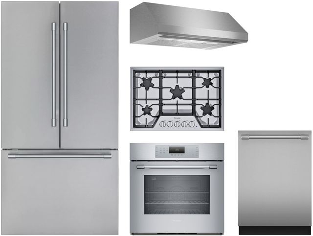 Thermador® 5 Piece Stainless Steel Gas Kitchen Package-0