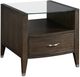 Hammary® Tesha Glass Top Rectangular Drawer End Table with Brown Base-0