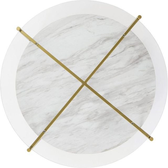 Signature Design by Ashley® Wynora Glass Top Round Coffee Table with Gold Legs and Marble Shelve -1